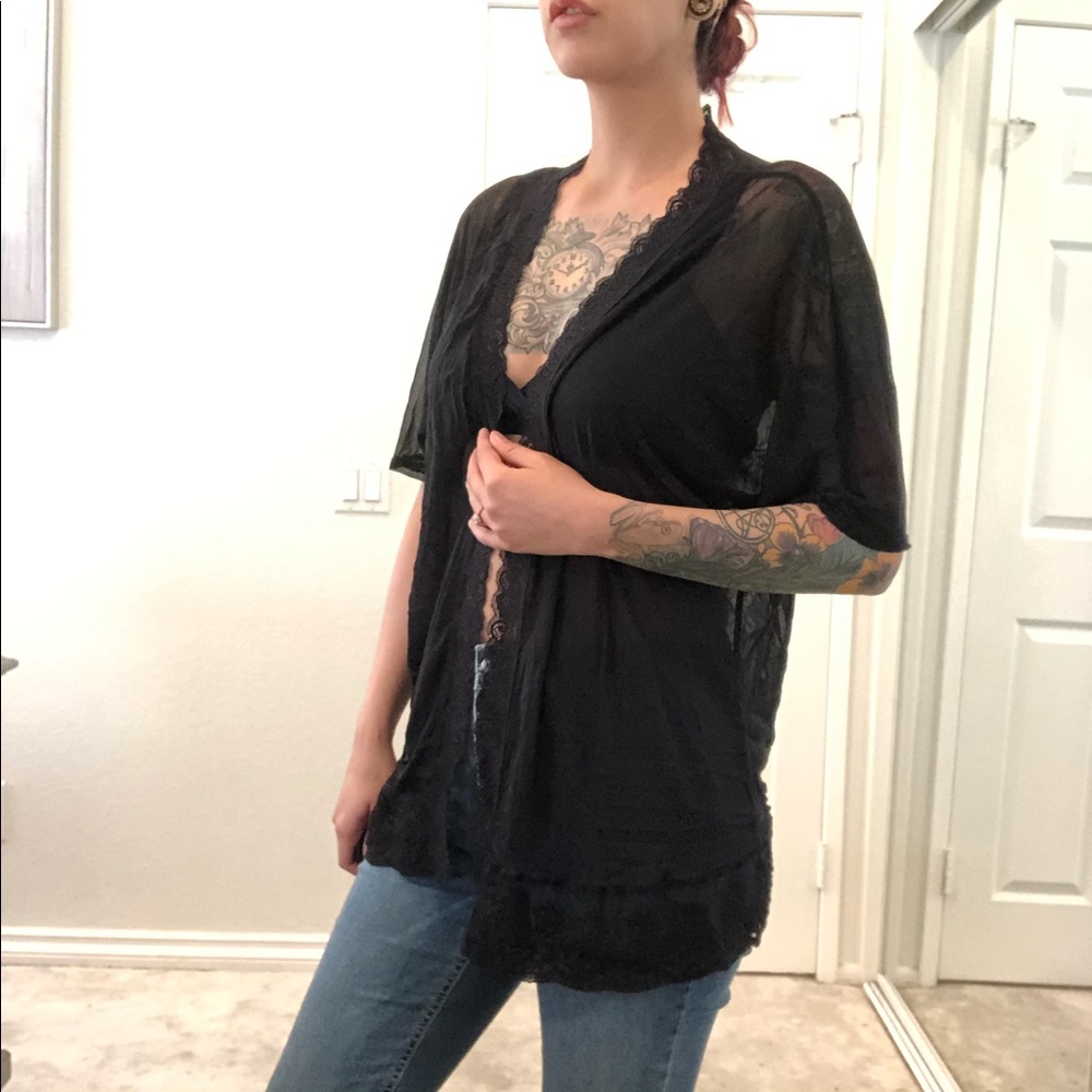 Sheer lace kimono